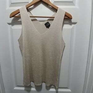 Eileen Fisher Sparkle Gold V-neck Tank Top